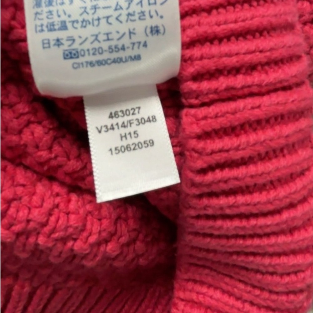 Lands' End Women's Pink Cable Knit Pink Fisherman Sweater Size XL - Picture 4 of 5